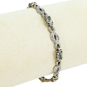Ross Simons Blue Topaz Sterling Silver Infinity Link Bracelet, 7.5”, 10.3g